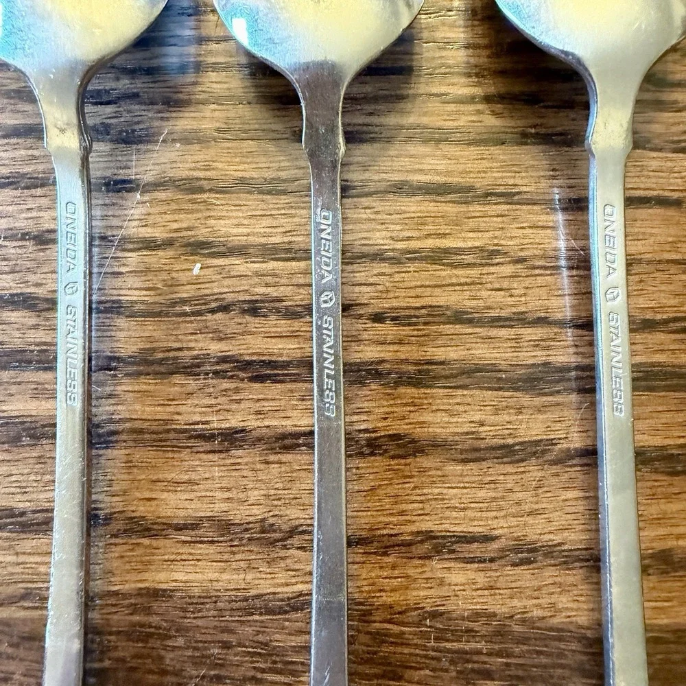 Oneida AMERICAN COLONIAL Stainless Steel Ice Teaspoons Set Of 3